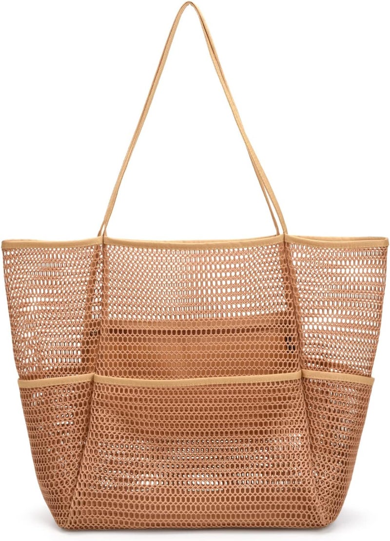 Tainehs Beach Bag - Mesh Tote Bag Beach Vacation Clothes for Women Pool Bag for Travel Pool Family Cruise Essentials 2025 - Image 1